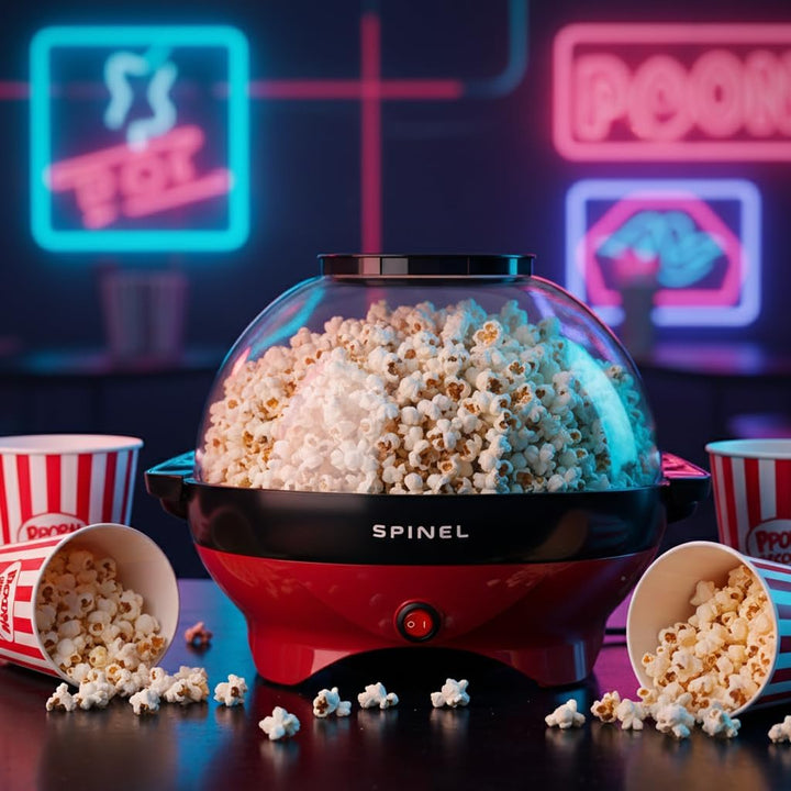 SPINEL Popcornmaschine, Popcorn maschine mit Zucker, Öl, Butter, Fassungsvermögen 5,5 l, Antihaftbes