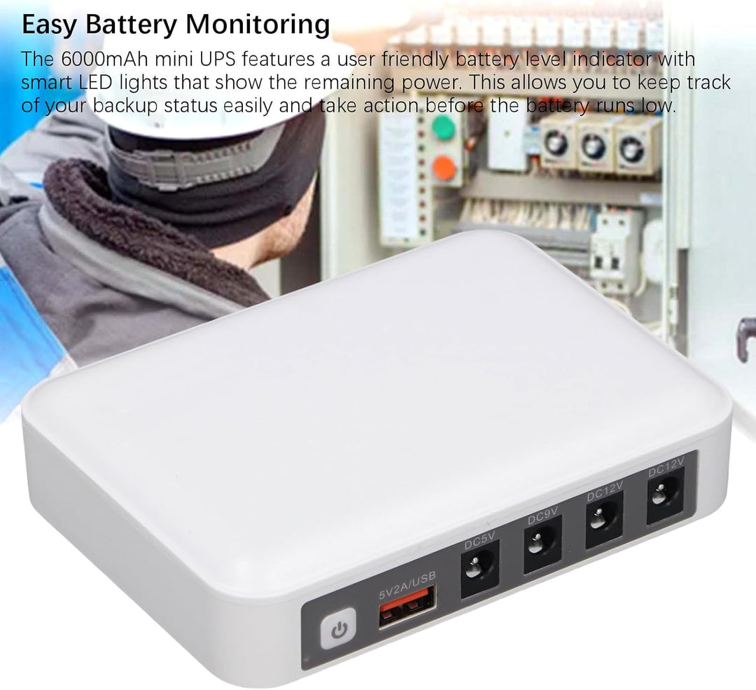 Bewinner 6000 -mAh Mini UPS Battery Backup, 6000mAh Tragbare UPS 6000mAh Ununterbrochene Stromversor