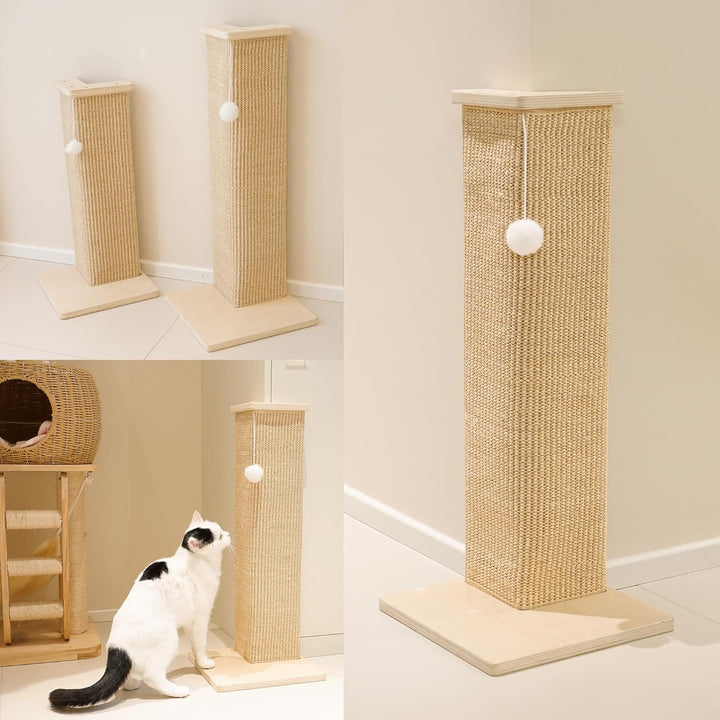 PETKARAY Eck-Kratzbrett für Katzen, 56 cm Hoher Kratzpfosten für Sofa und Wand, Sisal Kratzmatte, Mö