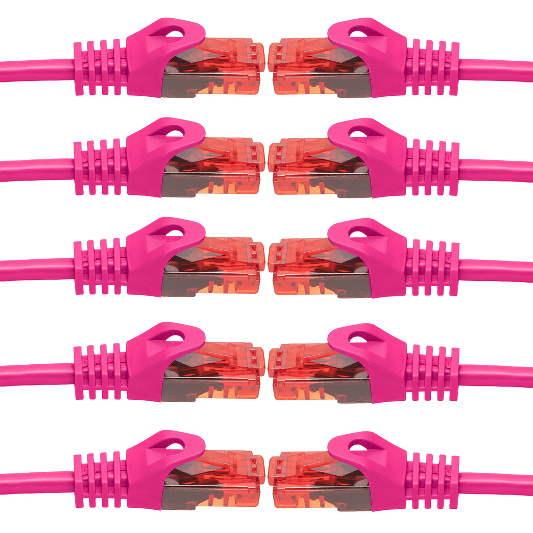 BIGtec - 10 Stück - 10m Gigabit Netzwerkkabel Patchkabel Ethernet LAN DSL Patch Kabel pink (2X RJ-45