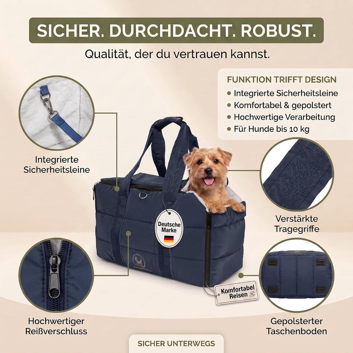 3-in-1 Hundetasche für kleine Hunde 10kg – Hundetragetasche, mobiles Kuschelnest &amp; Reisedecke – Trag