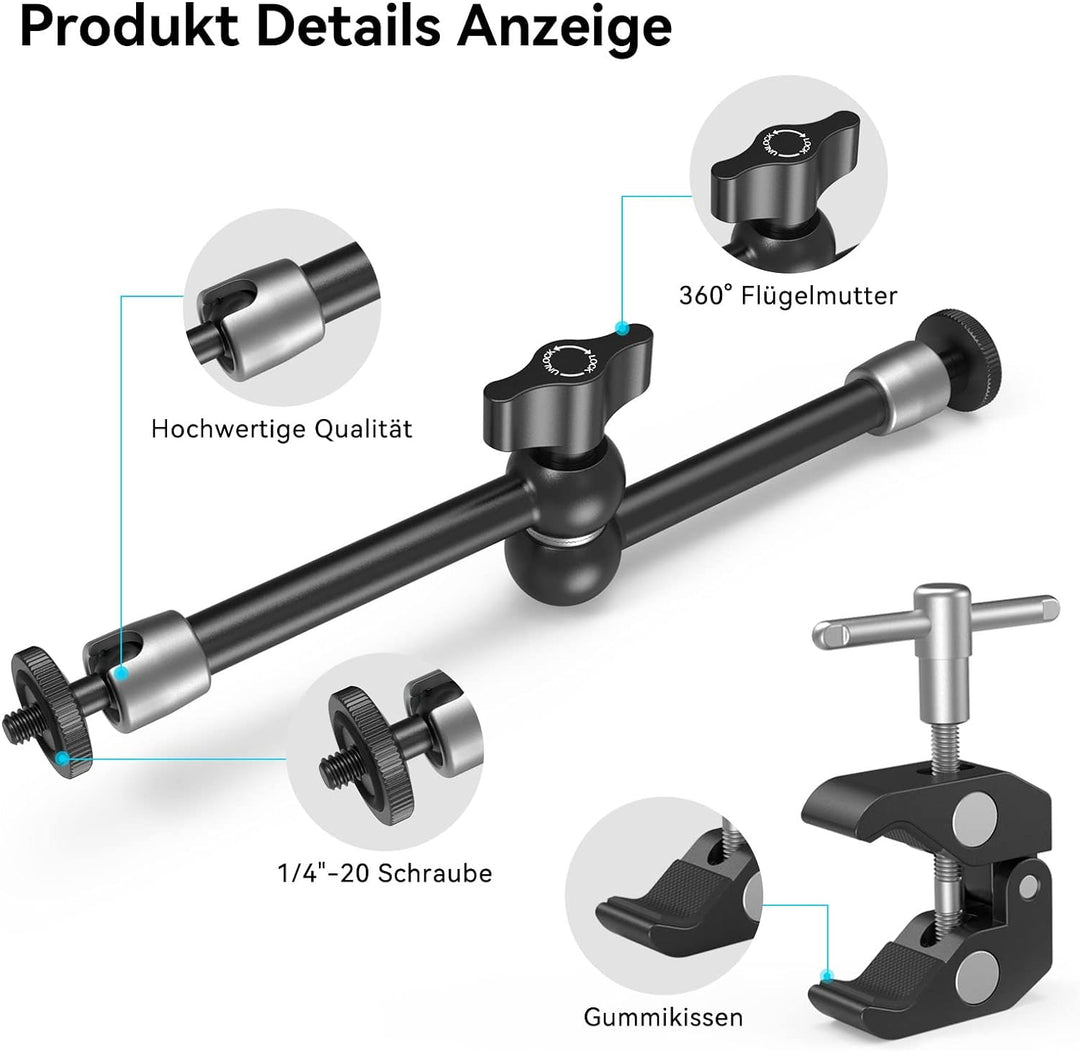 SMALLRIG 10 Zoll Magic Arm mit Super Clamp Large Crab Zangenclip für Monitor LED Licht - KBUM2732, 1