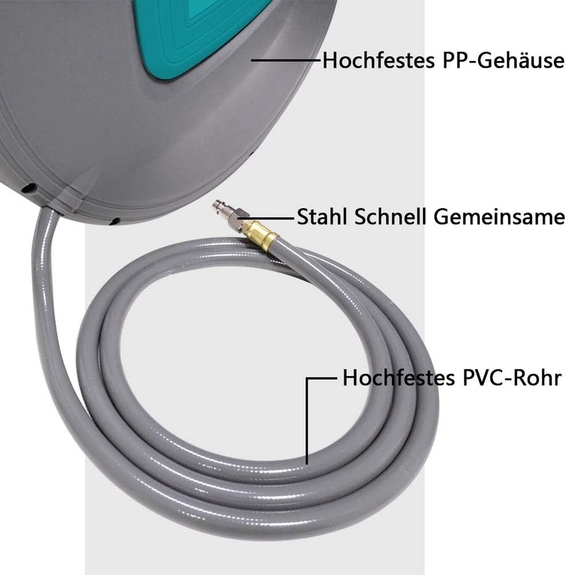 TRMLBE Druckluftschlauch 10m Druckluftschlauchtrommel 1/4" Anschluss Schlauchtrommel Automatik Druck