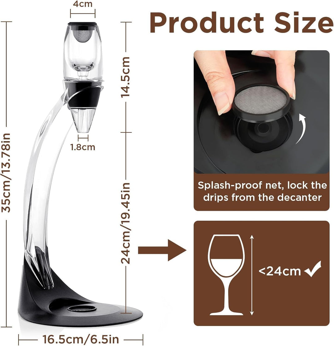 Gimars Weinbelüfter &amp; Dekanter Set mit Venturi-Effekt – Magic Decanter inkl. Ständer | Professionell