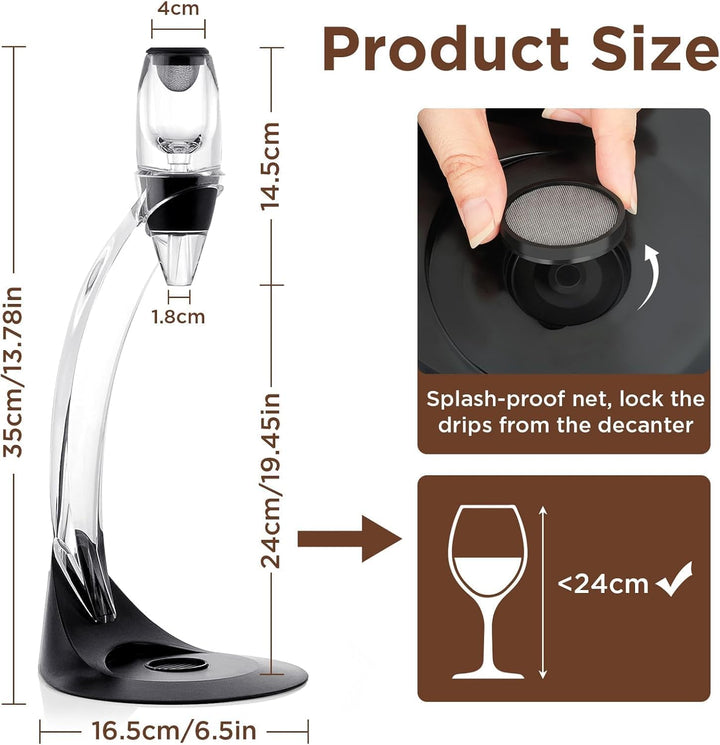 Gimars Weinbelüfter &amp; Dekanter Set mit Venturi-Effekt – Magic Decanter inkl. Ständer | Professionell
