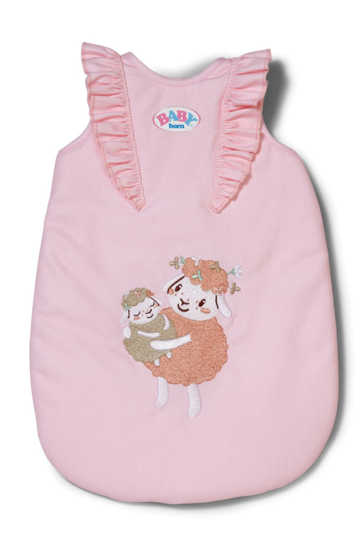 Baby Born Puppenschlafsack - Rosa Schlafsack mit Rüschen & Klettverschluss - Hochwertiges Puppenzube