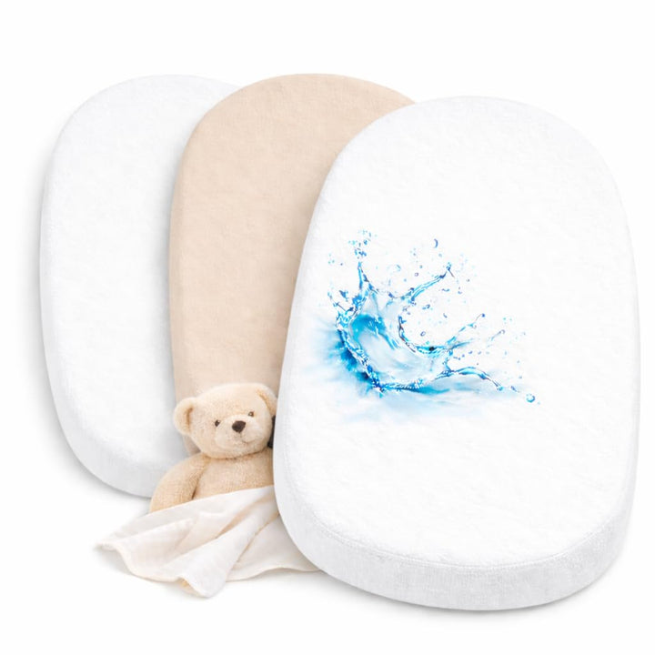 2X Spannbettlaken beistellbett 100% Baumwolle + 1X Matratzenschoner 100% wasserdichtem Material - Se