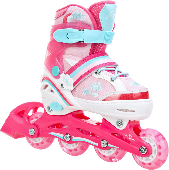 RAVEN 4in1 Inline Skates Triskates Rollschuhe Schlittschuhe Inliner für Kinder Mädchen verstellbar G
