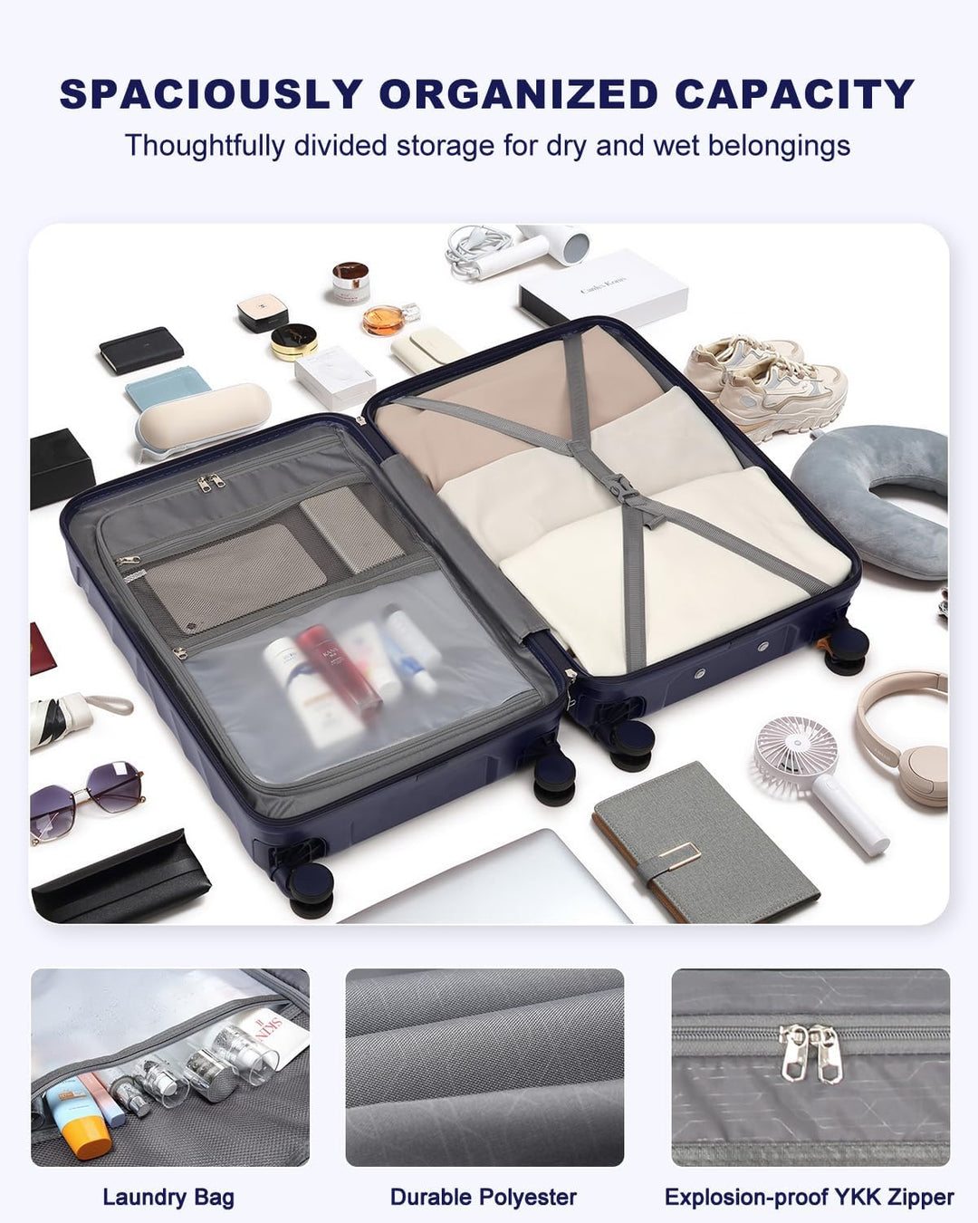 Sea choice Reisekoffer Set 5 Teilig ABS Hartschale Trolley Kofferset Gepäckset Grosse Kapazität Hand