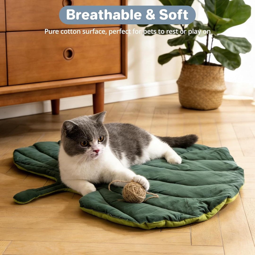 Katzenmatte blattförmig, 63x63cm gemütlich beruhigende Katze Welpen Betten, Maschine waschbar Hausti