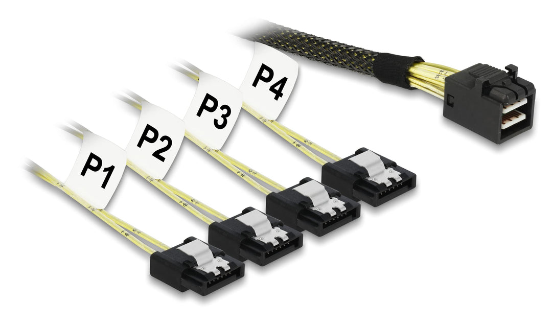 DeLock Kabel Mini SAS HD SFF 8643 x4 Stecker > 4 x SATA Buchse 0,5 m