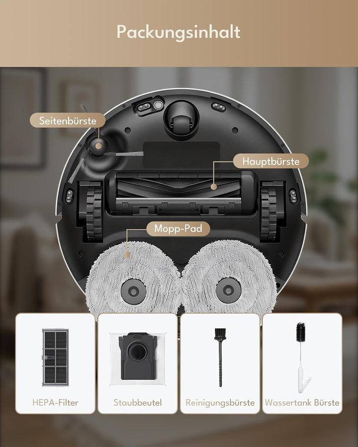 28 Stück Zubehörsets für Mova E40 Ultra Saugroboter: 2 Hauptbürste, 8 Wischer-Pads, 6 Seitenbürste,