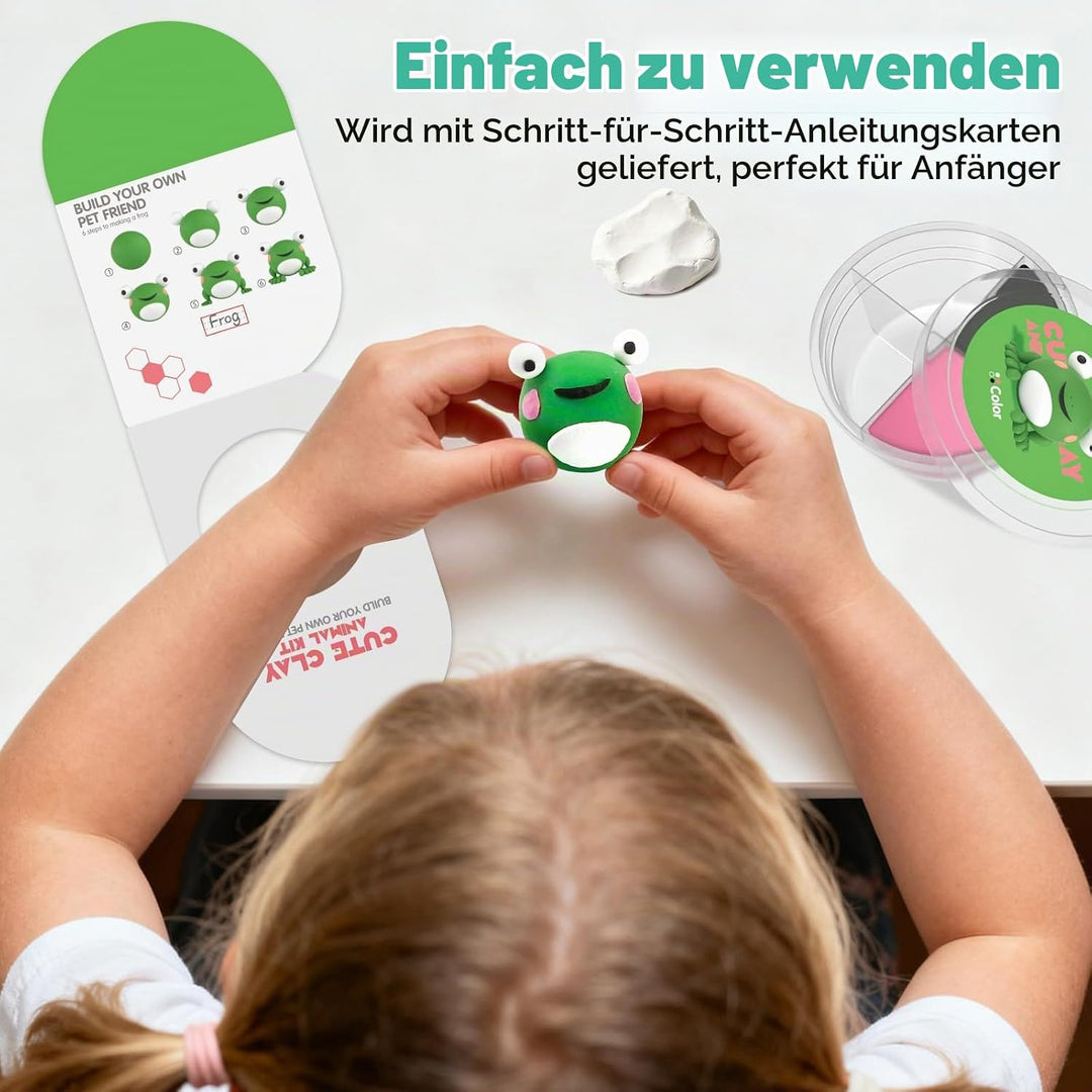 Lufttrocknendes Modellierknete Set für Kinder-10 Boxen Themen-Modellierknete mit Werkzeugen, Anleitu