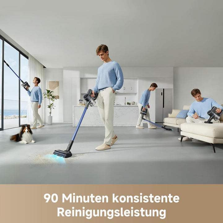 Mova S4 Detect Akku Staubsauger, bis zu 91 Minuten Laufzeit, staubsauger Kabellos LED-Display, OptiI