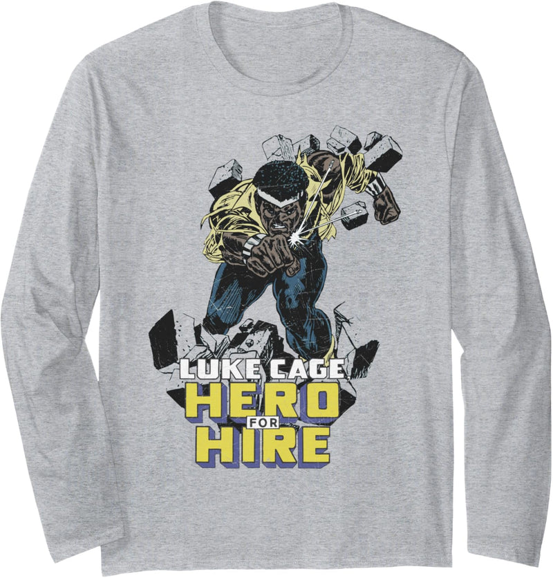 Marvel Luke Cage Hero For Hire Comic Text Langarmshirt