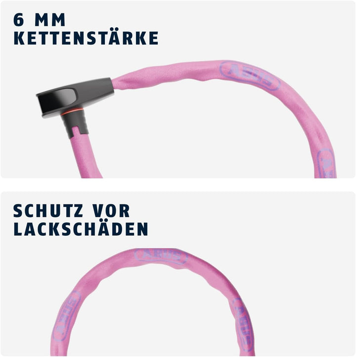 ABUS Kettenschloss Catena 6806K – Leichtes Fahrradschloss aus gehärtetem Stahl mit modischem Textils