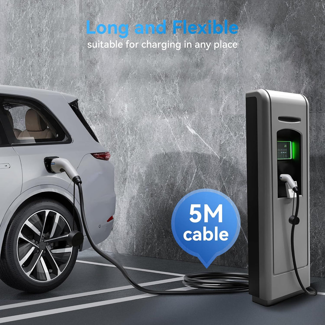 Typ 2 Ladekabel 32A/7.4 kW/1-Phasig/5 Meter Elektroauto Ladekabel Typ 2 auf Typ 2 EV Ladekabel für E
