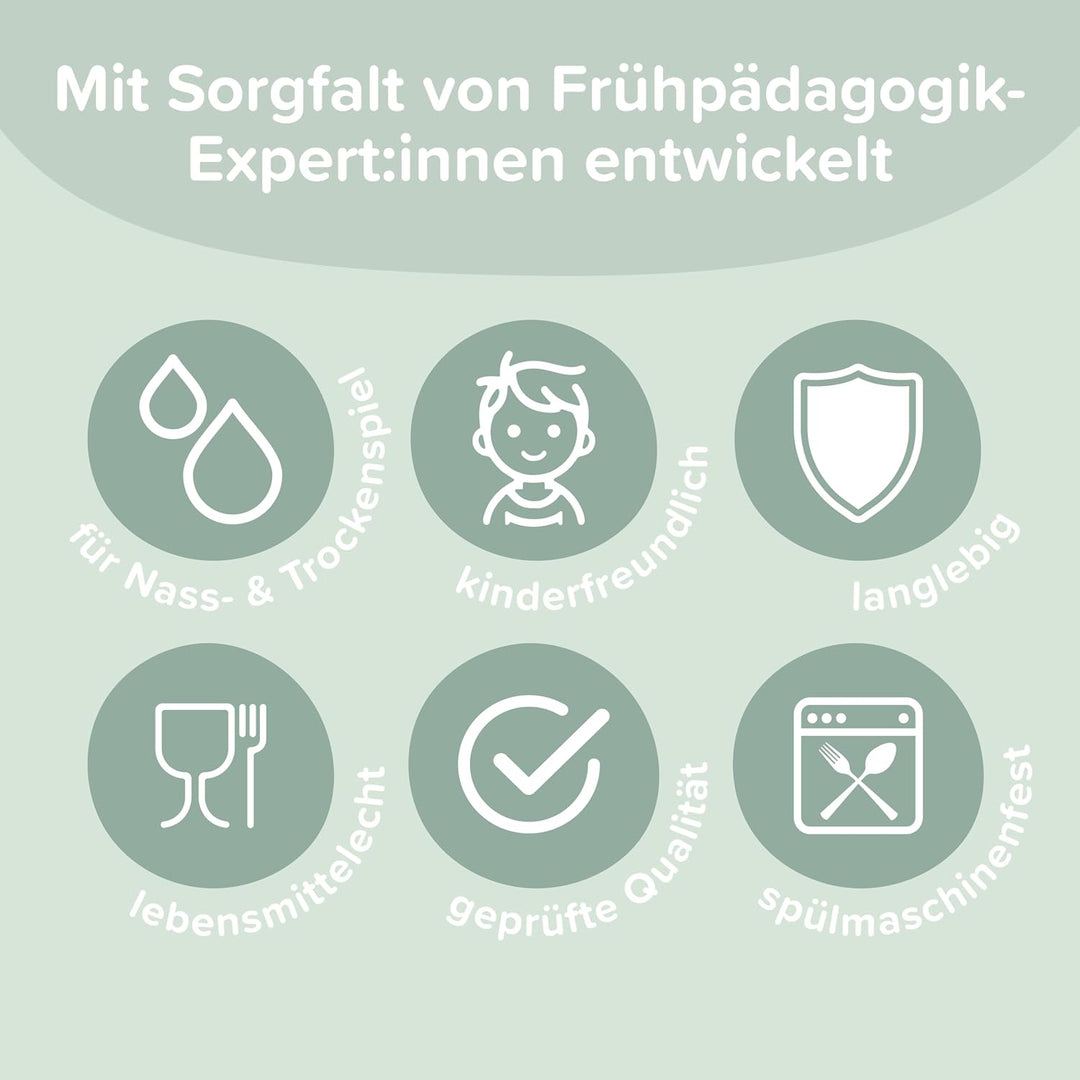 Inspire My Play – 3 x Koralle Stapelbare Silikonschalen und Sieb – Perfektes Zubehör für Sensory Pla
