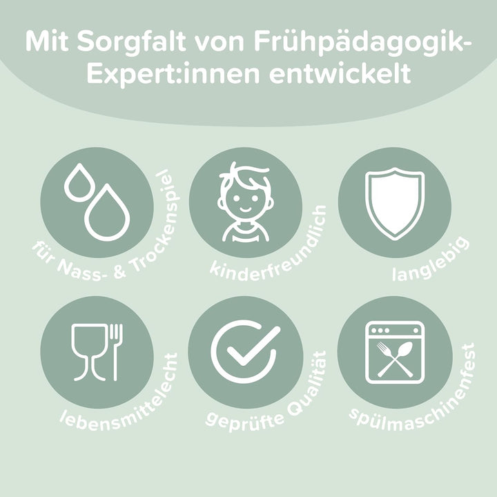 Inspire My Play – 3 x Koralle Stapelbare Silikonschalen und Sieb – Perfektes Zubehör für Sensory Pla