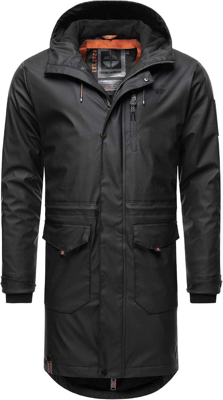 STONE HARBOUR wasserdichter gefütterter Herren Regenmantel Verdaan S-3XL M Schwarz, M Schwarz