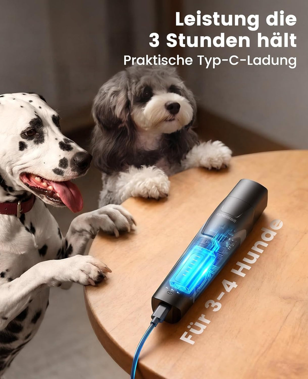 oneisall Hunde Krallenschneider mit 360° LED-Licht, Krallenschleifer für Hunde gross und klein 6 Ges