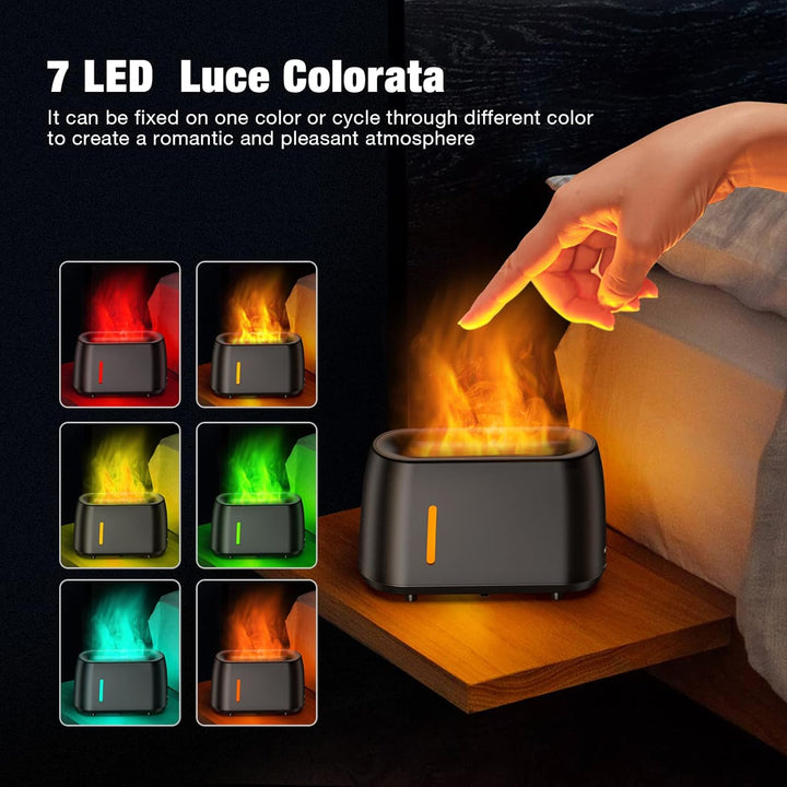 BNGXR Luftbefeuchter Mit Flammen Effekt, 240 ml Aroma Diffuser mit Fernbedienung 7 Arten Farbe mit t
