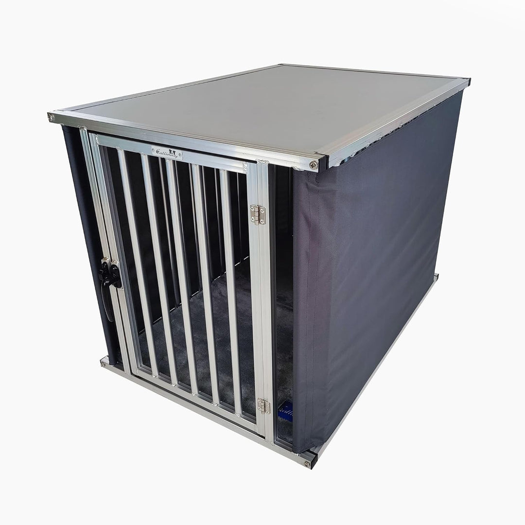 Callieway® ALU DOGBOX/Hundebox/ALU Hundkäfig für Büro und Daheim (nur vertikale Stäbe) (Large: 79cm