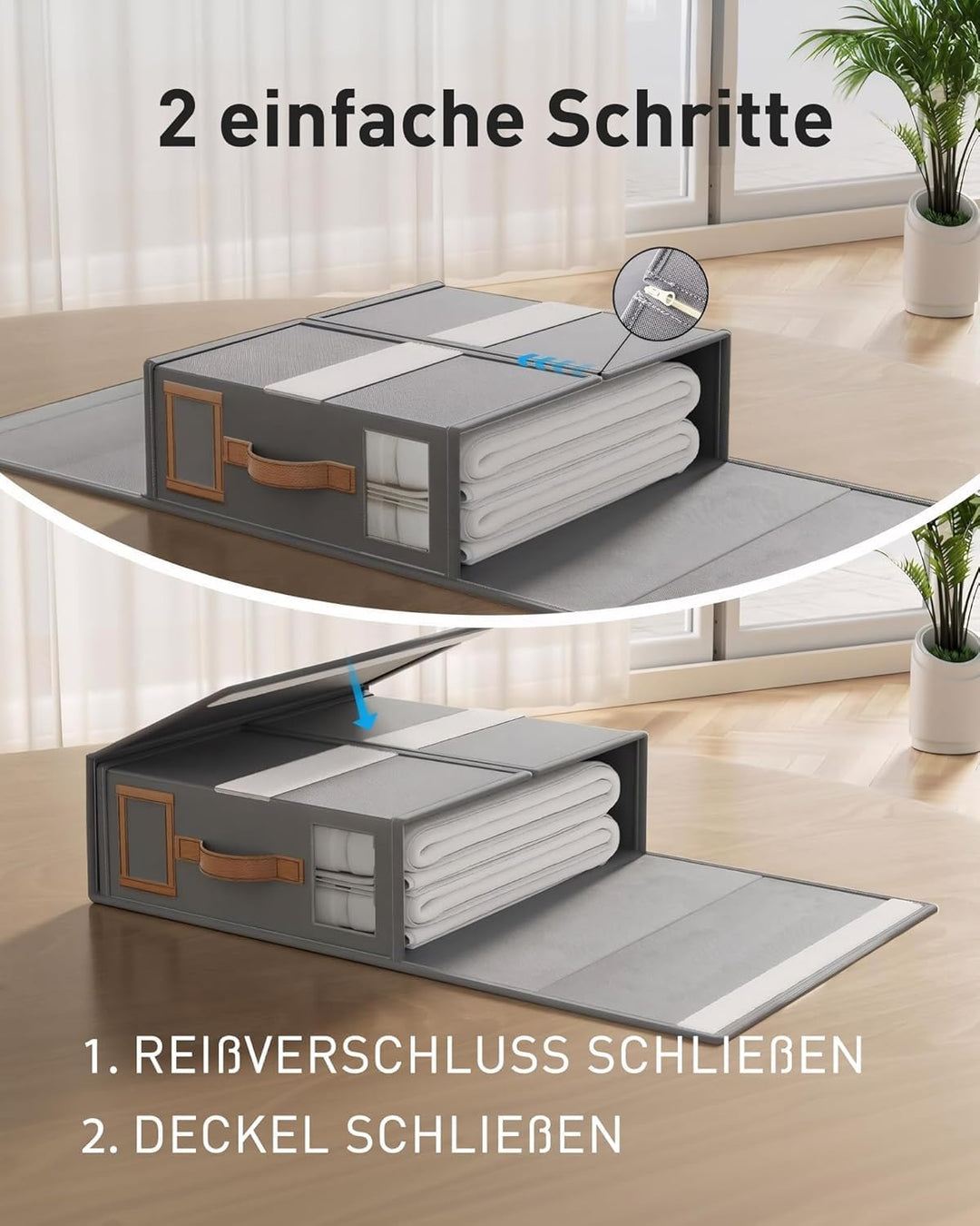 6er Set Bettwäsche Organizer Box - Faltbare Aufbewahrungsbox Bettwäsche mit Sichtfenster & Etikett,