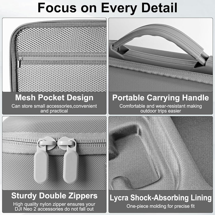 Tasche für DJI Neo 2 Case, Tragbar PU Case für DJI Neo 2 Fly More Combo Zubehör, Neo 2 Tasche, Reise