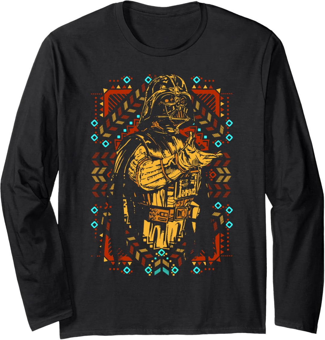 Star Wars Darth Vader Geometric Pattern Portrait Langarmshirt