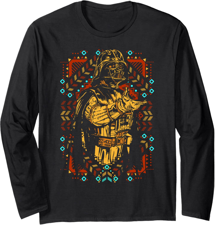 Star Wars Darth Vader Geometric Pattern Portrait Langarmshirt