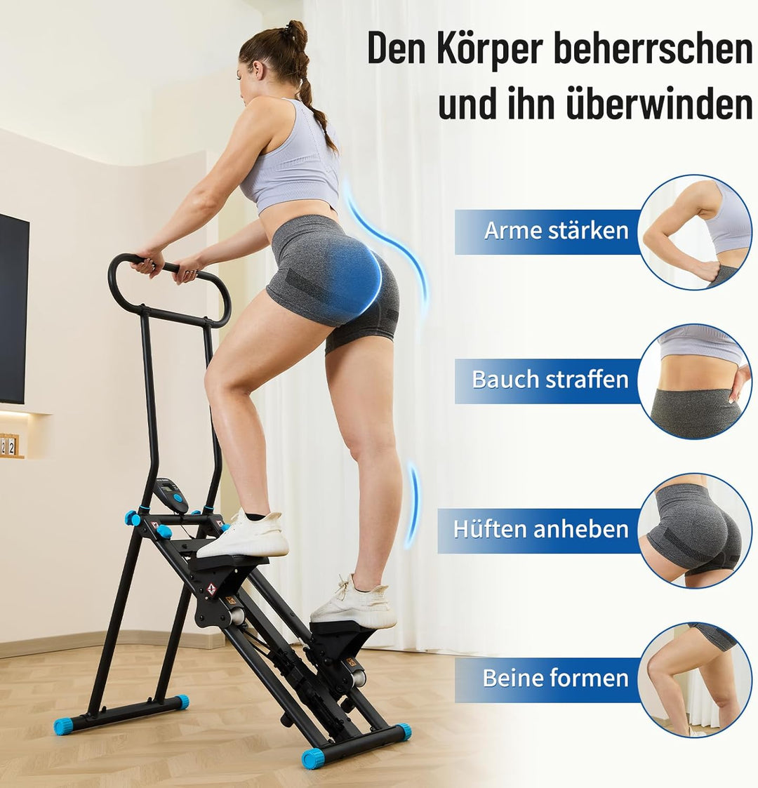 HXD-ERGO Vertikale Klettermaschine, Kreuztrainer mit LCD-Display, Steppers Faltbare Tragbares Pedal,