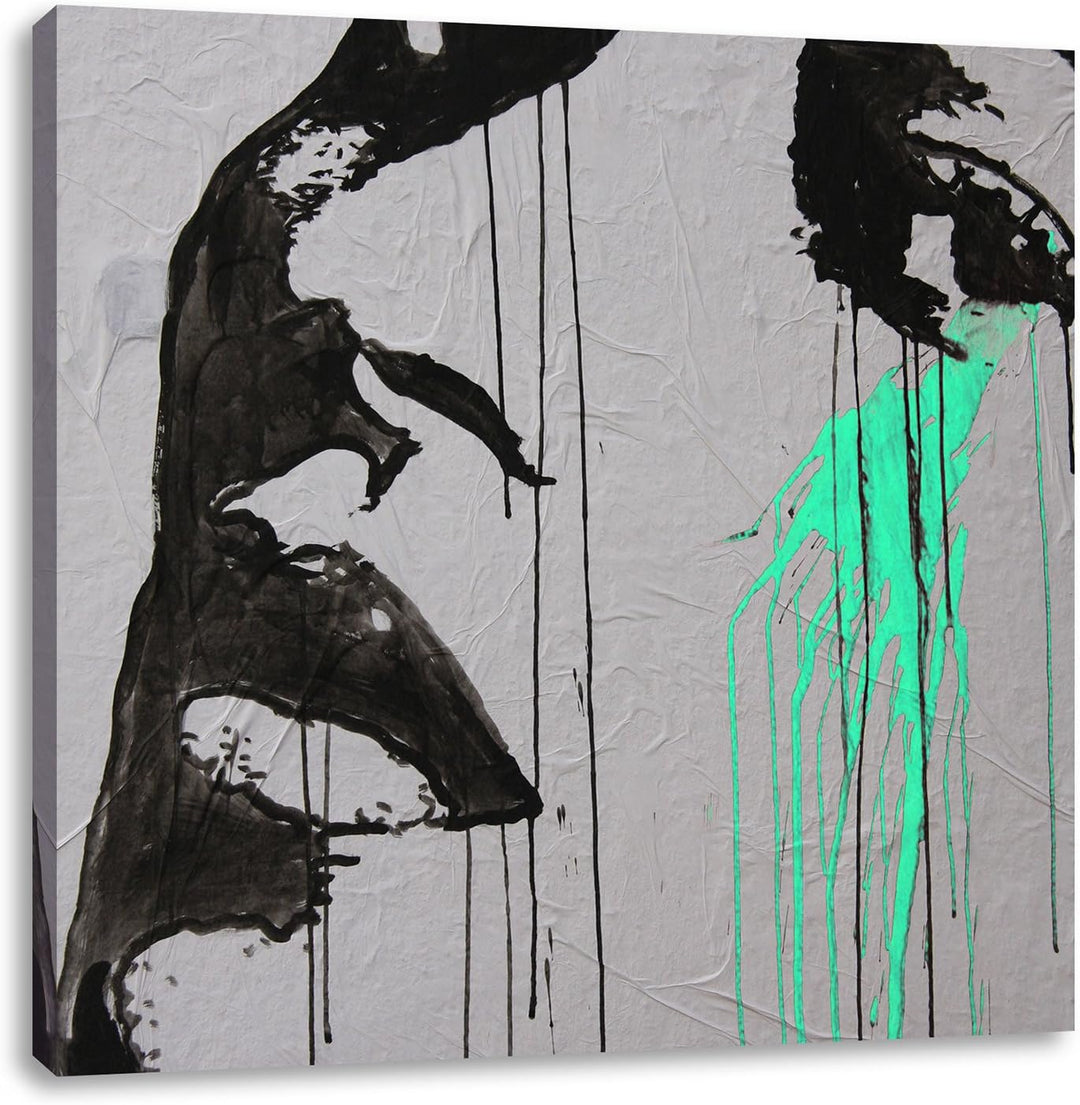 Pixxprint Abstrakt gezeichnete Frau schwarz/weiss, Format: 70x70 auf Leinwand, 70x70