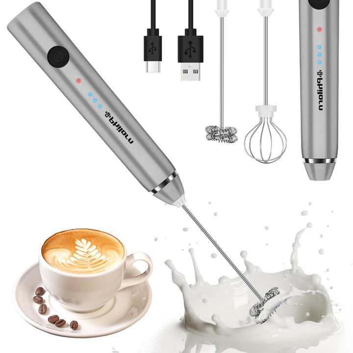 Philorn Milchaufschäumer Stab, Milchaufschäumer Elektrisch Stab Hand Held, 3-Gang USB Aufladbar Aufs