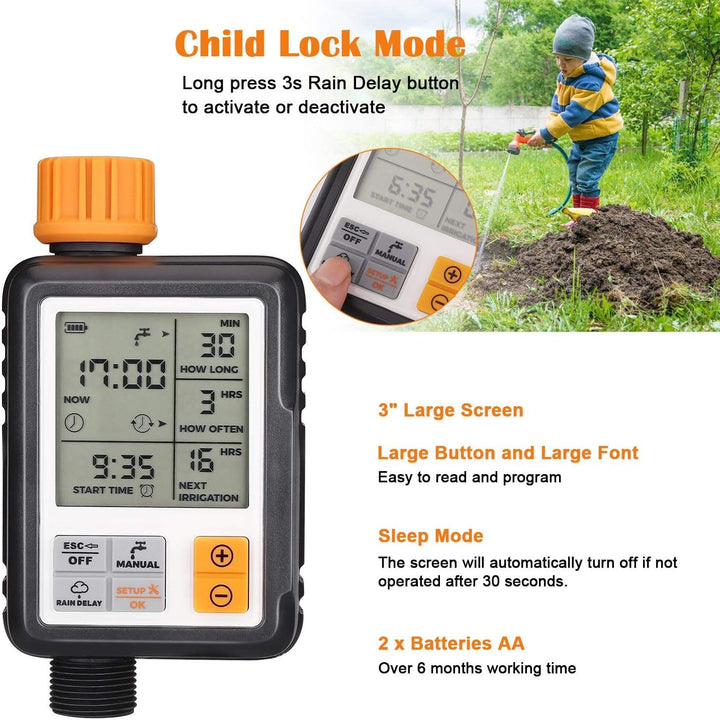 Johgee Garden Bewässerungscomputer IPX5 Bewässerungsuhr Automatisch Wasser Timer Easy Control die Be