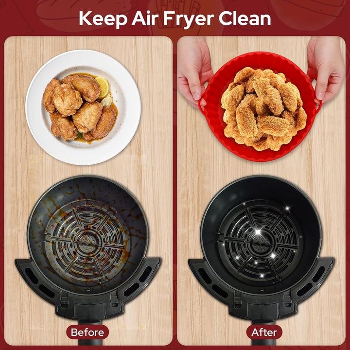 Alyvisun Silikonform für Heissluftfritteuse, 3 Stück Air Fryer Silikonmatte Wiederverwendbar Silikon