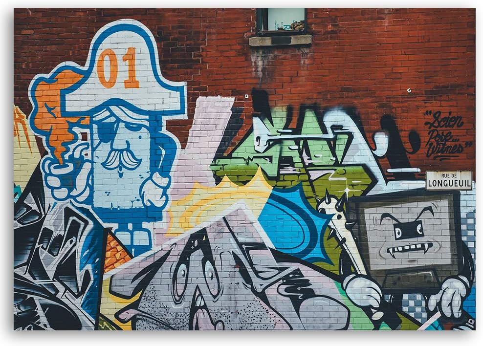 Feeby Bild auf Vlies Leinwand Graffiti-Wandinschriften 40x30 cm Kunstdruck Modern Wandbilder Deko Fl