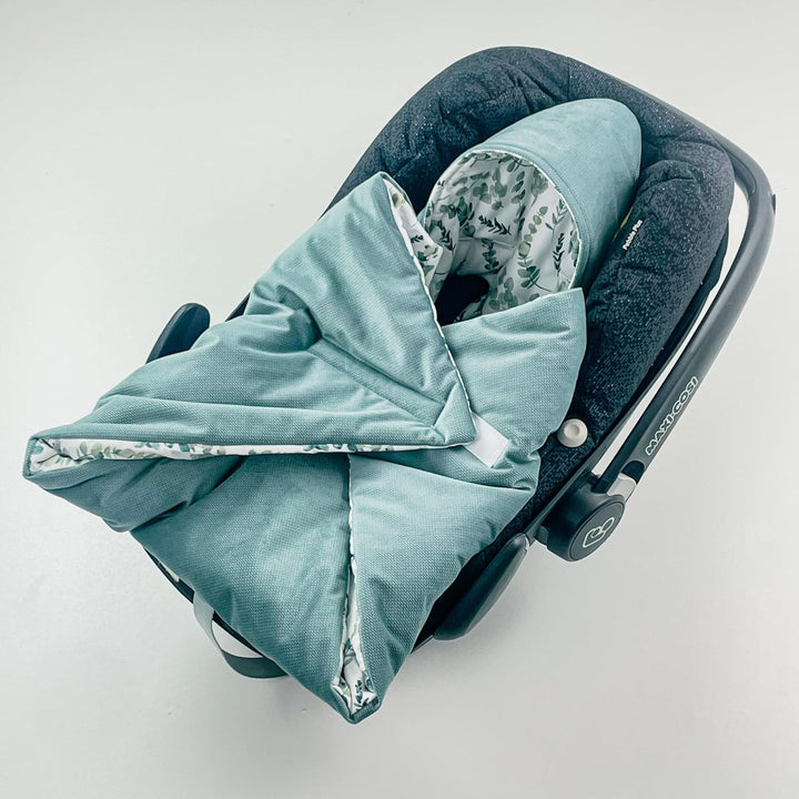 BABEES© Wattierte Einschlagdecke mit Füllung für Babyschale Autositz, Universal,V warm Minky VBaby D