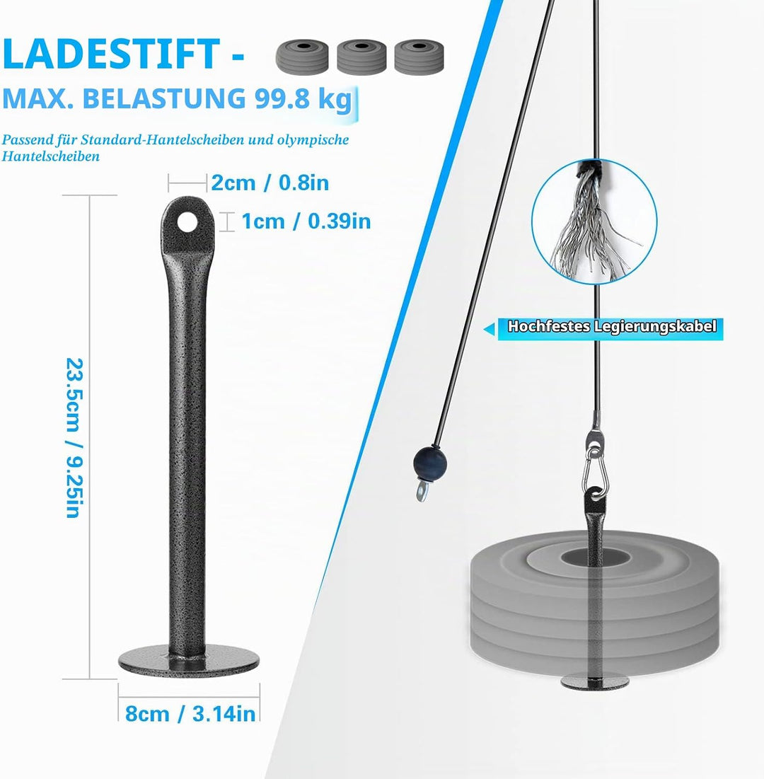 Generisch Fitness Wall Mount Pulley System, Weight Cable Pulley System for Gym, LAT Pull Down and Lo