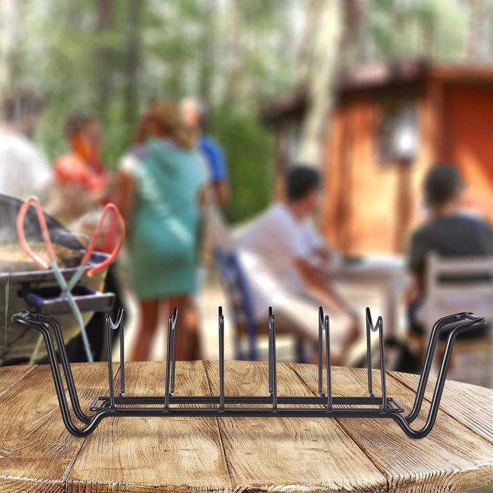 Relaxdays Rippchenhalter, Bratenkorb für den Grill, Carbonstahl, beidseitig, Grillfleischhalter für