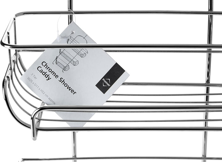 Premier Housewares 1600557 Duschregal, 3-stöckig, Chrom, 54 x 26 x 11 cm, Chromdraht, Silber, 11x25x