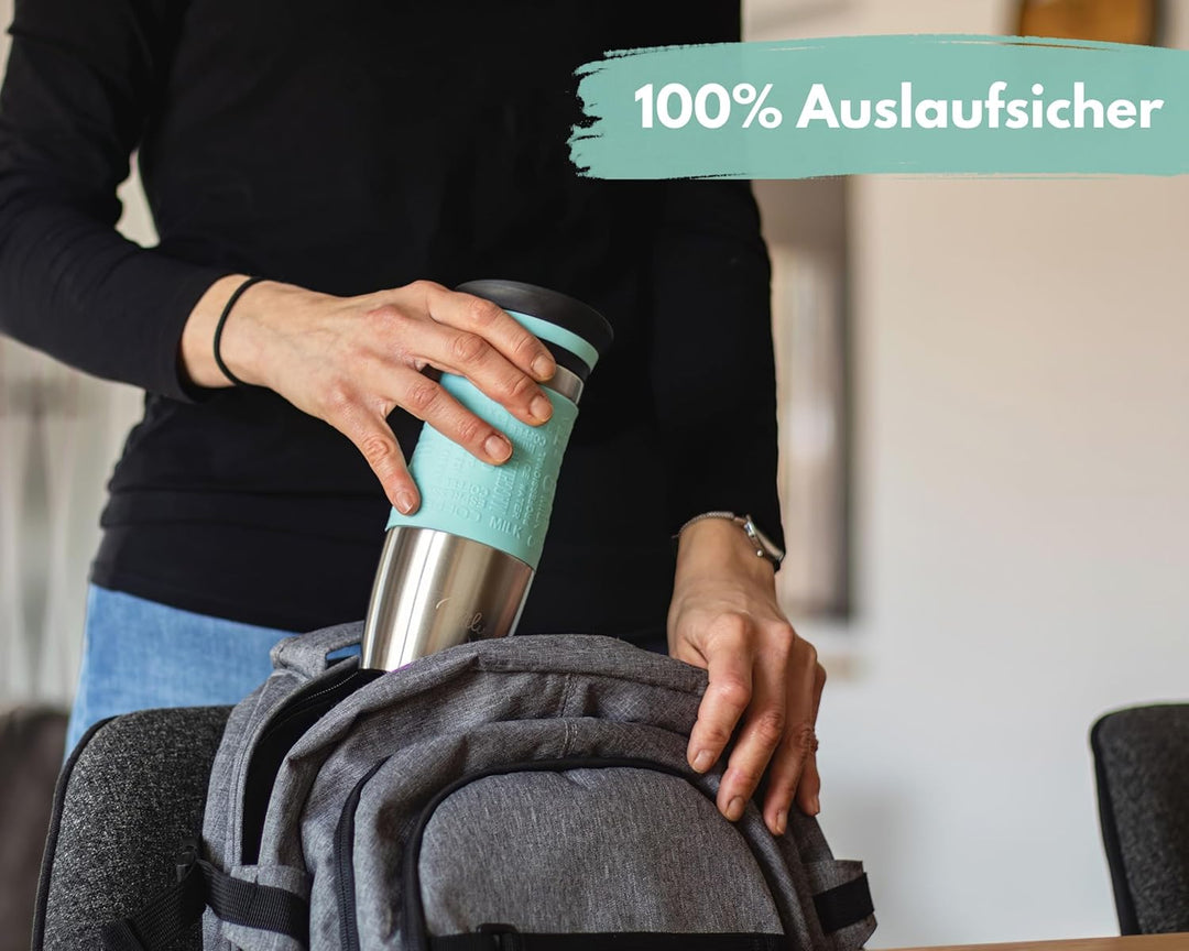 Milu Thermobecher 370ml 450ml Isolierbecher Kaffeebecher to go - 100% Auslaufsicher - Trinkbecher au