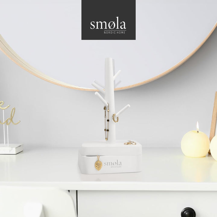 Schmuckbaum Weiss aus Holz - 4 Ebenen mit Aufbewahrungsbox - Schmuck Organizer, Schmuckständer für K