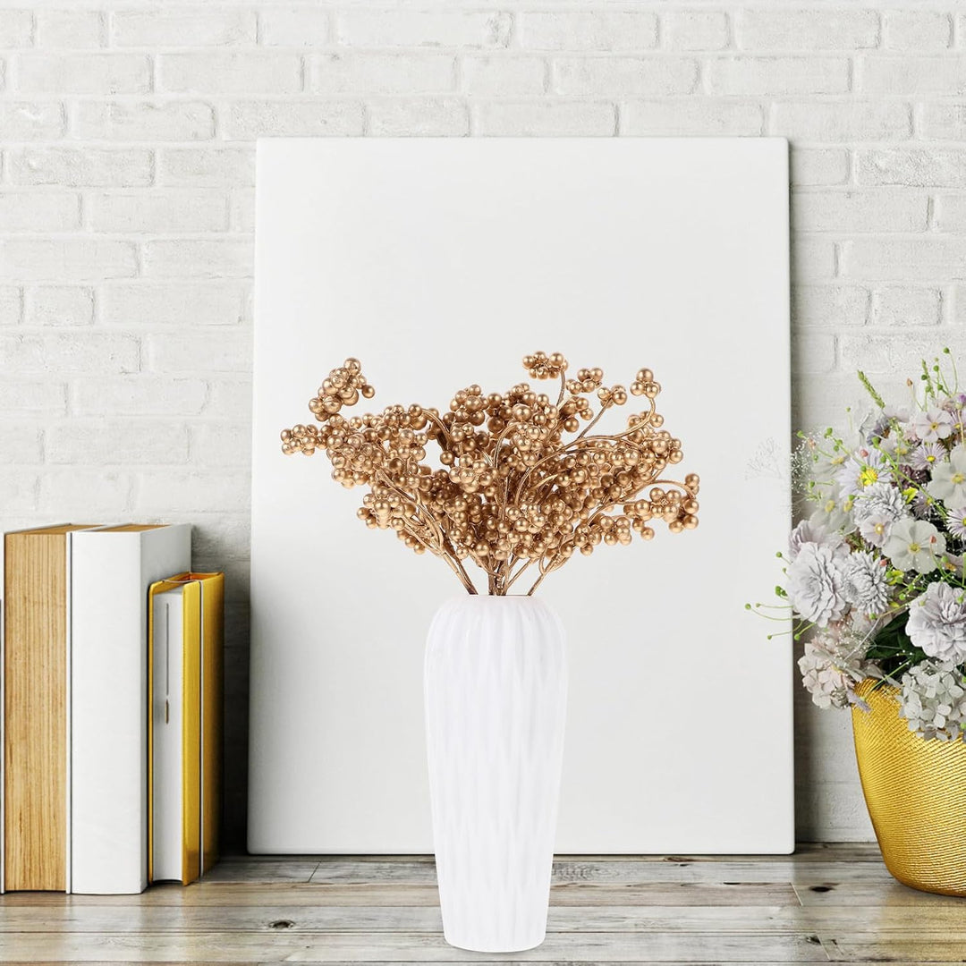 TOYANDONA 12er-Pack Weihnachtsbeeren- Künstliche Beerenzweige Goldfarben Weihnachtsbaum-Ornament Hei