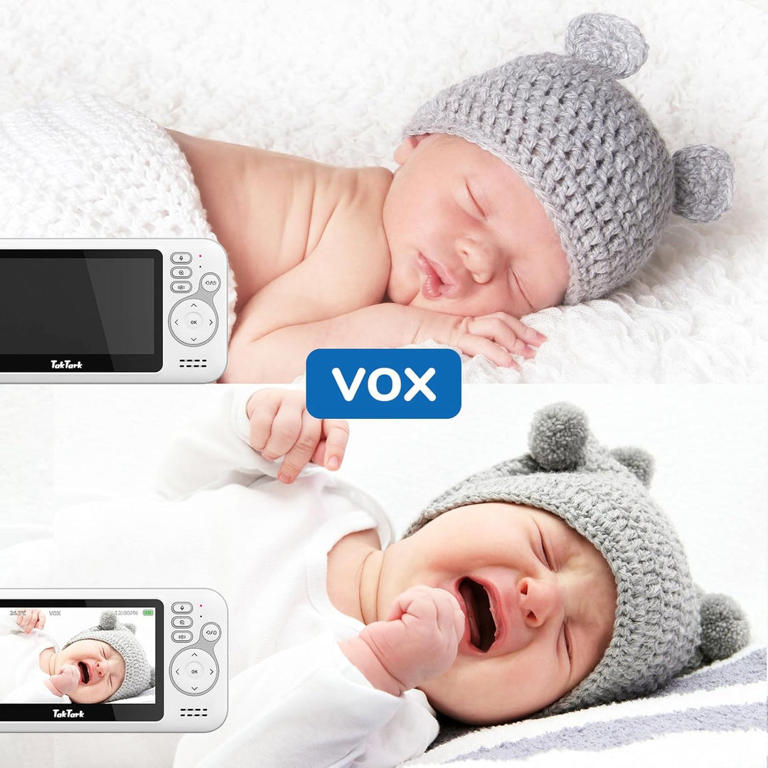 TakTark Babyphone mit Kamera, 4.3'' Video Baby Monitor, Babyphone Babyfon mit Kamera und Audio mit V