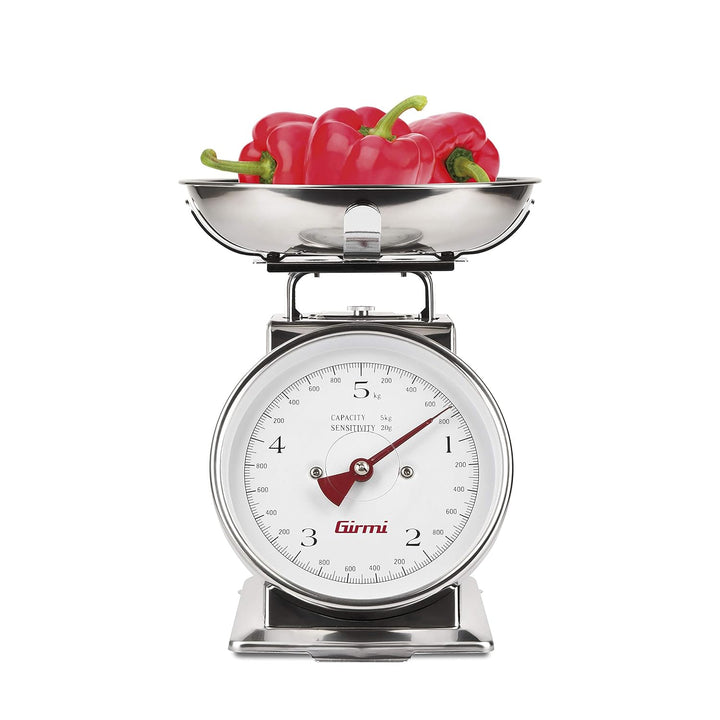 Girmi PS90 Mechanische Küchenwaage, 5 kg, Edelstahl
