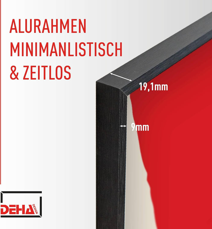 DEHA Design Bilderrahmen Tribeca, 50x70 cm, Aluminium Schwarz Matt, bruchsicheres Acrylglas, für Pos