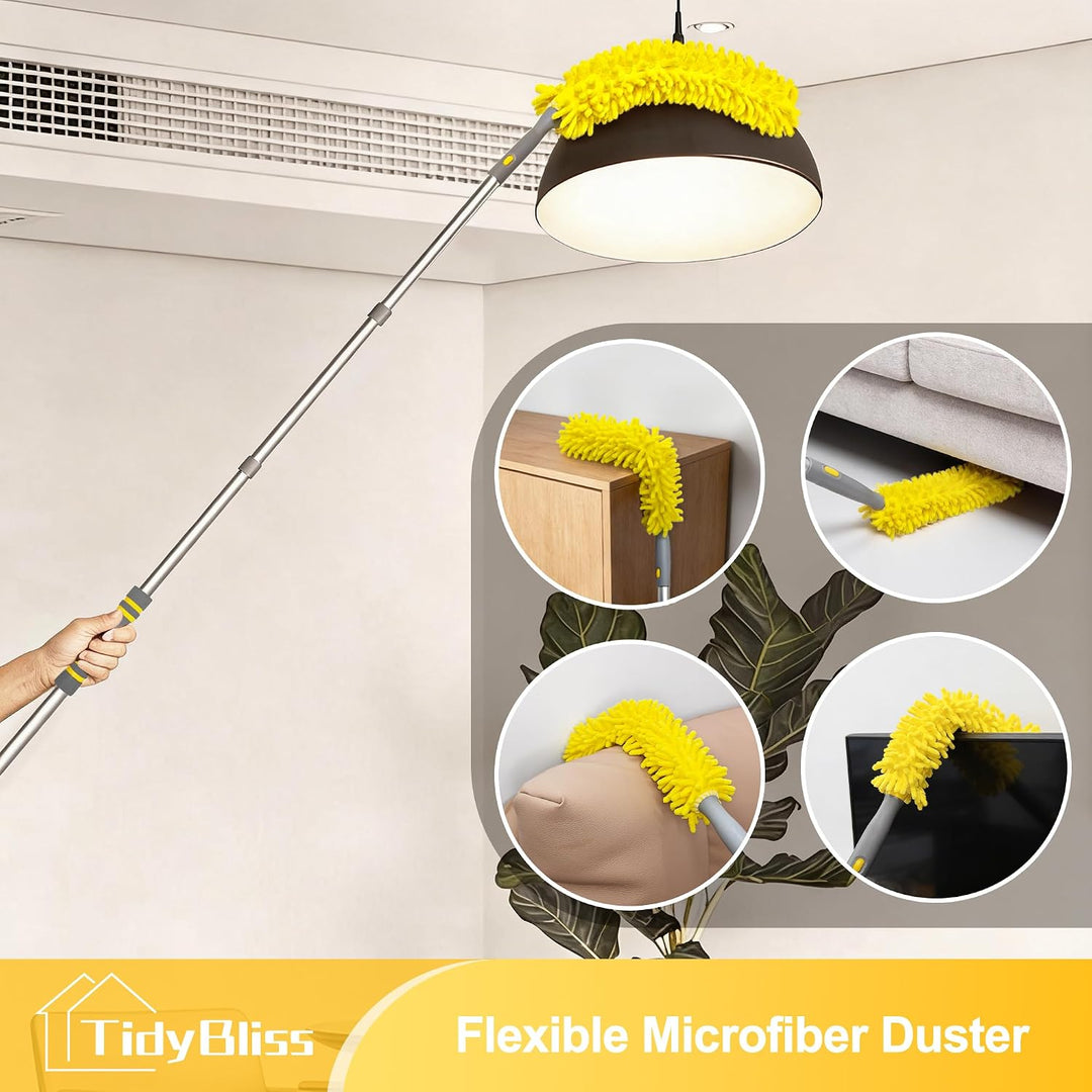 TidyBliss Staubwedel Lang Ausziehbar 196 cm, Teleskopstange Deckenventilator Flügel Reiniger, Wieder