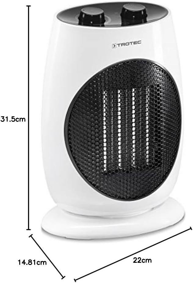 TROTEC Keramik Heizlüfter TFC 18 E – Heizleistung 1100 W / 1800 W – Elektroheizung mit Thermostat, R