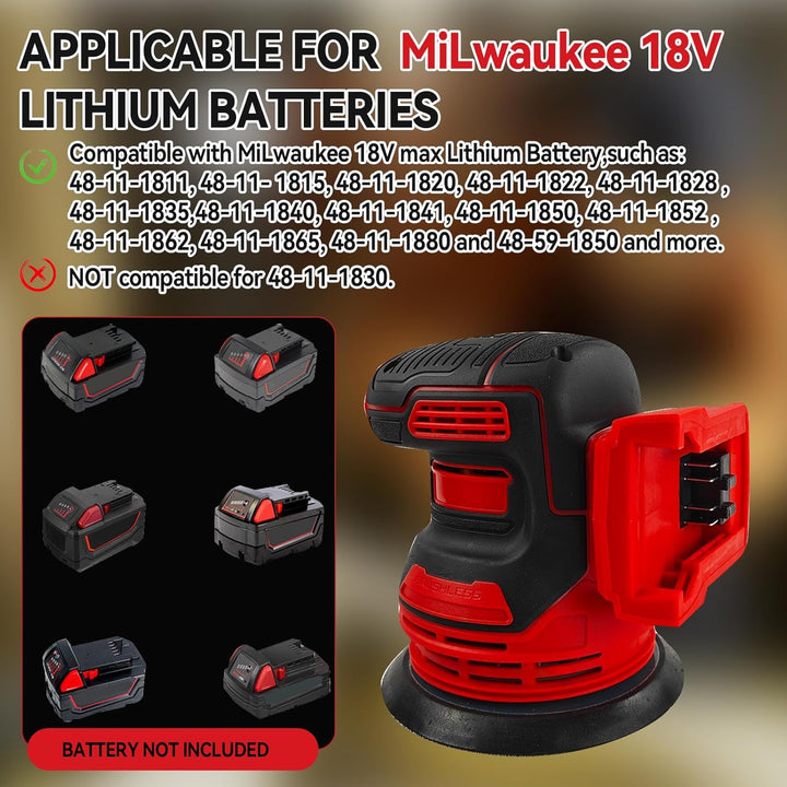 Bürstenloser Exzenterschleifer für Milwaukee M18 18V Akku, 12,7 cm Brushelss Elektrischer Handschlei